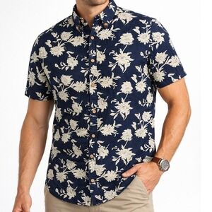 Old Navy Mens Floral Short Sleeve Shirt Cotton Casual Slim Fit XXL